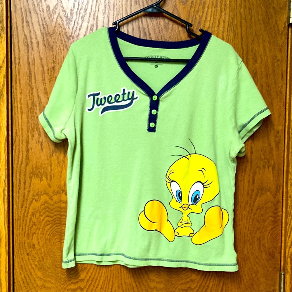Tweety Looney Tunes Baseball Jersey Style Top